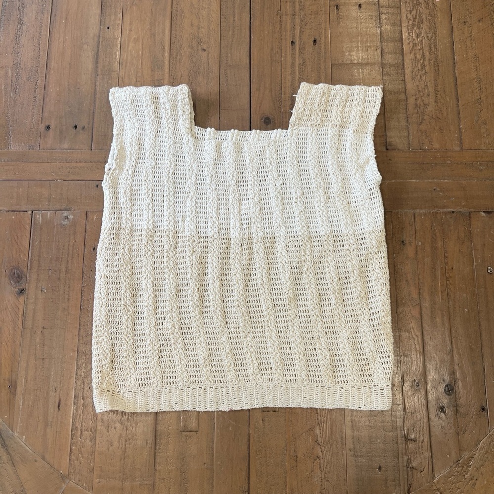 Cream Crochet Square-Neck Tank Top